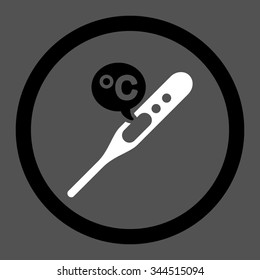Celsius Temperature vector icon. Style is bicolor flat rounded symbol, black and white colors, rounded angles, gray background.