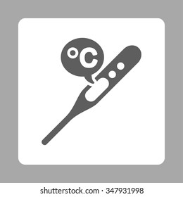 Celsius Temperature vector icon. Style is flat rounded square button, dark gray and white colors, silver background.