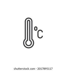 Icono de la línea del termómetro Celsius. signo de estilo lineal para concepto móvil y diseño web. Icono del vector de contorno de temperatura del Celsius. Símbolo, ilustración del logotipo. Gráficos vectoriales