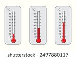 Celsius thermometer. Meteorological measurement. Equally divided thermometer. °C thermometer. Temperature indicator. Mathematics, geometry, chemistry, physics.