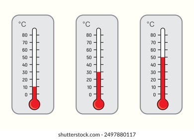 Celsius thermometer. Meteorological measurement. Equally divided thermometer. °C thermometer. Temperature indicator. Mathematics, geometry, chemistry, physics.