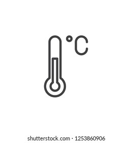 Celsius thermometer outline icon. linear style sign for mobile concept and web design. Temperature simple line vector icon. Symbol, logo illustration. Pixel perfect vector graphics