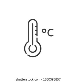 Celsius thermometer thin line icon. Isolated weather vector illustration