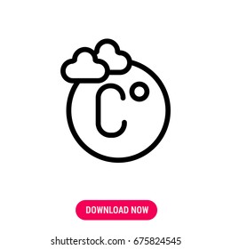 Celsius vector icon, The temperature measuring with clouds symbol. Simple, modern flat vector illustration for mobile app, website or desktop app 