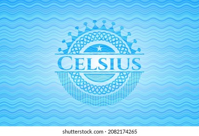 Insignia de representación de agua Celsius. Ilustración vectorial. Detallado. 