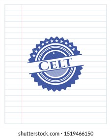 Celt drawn with pen strokes. Blue ink. Vector Illustration. Detailed.