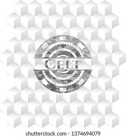 Celt grey emblem. Retro with geometric cube white background