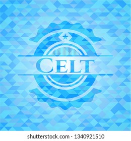 Celt light blue emblem with mosaic background
