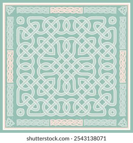 Celtic Abstract Pattern Scarf Design with Borders 