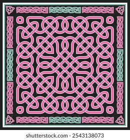 Celtic Abstract Pattern Scarf Design with Borders 