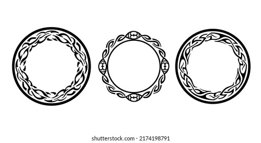 Celtic Abstract Round Border, Black Variation Design Set