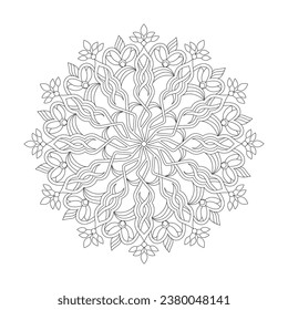 Celtic adult blissful delight mandala coloring book page for kdp book interior. Peaceful Petals, Ability to Relax, Brain Experiences, Harmonious Haven, Peaceful Portraits, Blossoming Beauty mandala