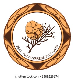 Celtic astrological horoscope. Druid tree calendar. Cypress: from January 25 to February 3 and from July 26 to August 4.  Decorative dishes