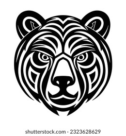 Silhouette de oso celta aislada en el diseño de ilustraciones vectoriales tribales blancas. 