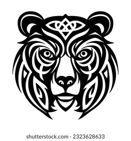 Celtic bear silhouette isolated on white tribal vector illustration design. 