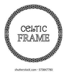 Celtic black border frame on a white background. Vector illustration.