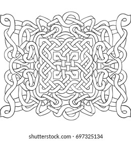 Celtic black and white pattern. Scandinavian ornament. Ribbon background. Vector illustration.