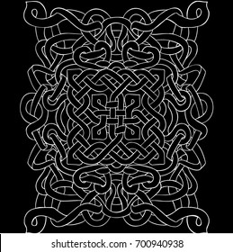 Celtic black and white pattern. Scandinavian ornament. Ribbon background. Vector illustration.