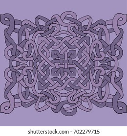 Celtic black and white pattern. Scandinavian ornament. Ribbon background. Purble texture. Vector illustration.