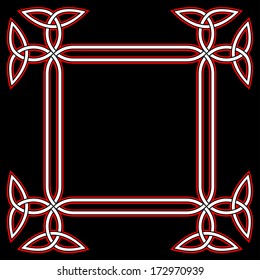 Celtic border frame based on Triquetra (Trinity) knots, vector illustration