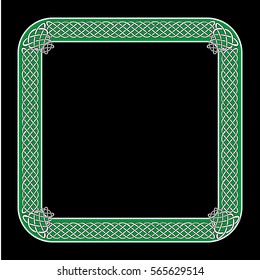 Celtic border frame, isolated on the black background for web design.  Vector illustration