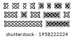 Celtic borders and knots. Traditional celtic ornament element, repear seamless pattern blocks. Braided black and white design for frame decoration. Vector illustration