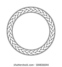 Celtic braid circular frame vector ornament on a white background