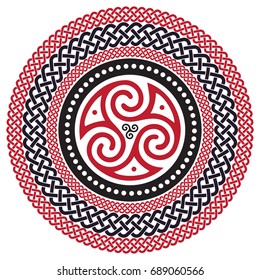 Celtic braided pattern, mandala, isolated on white, vector illustration