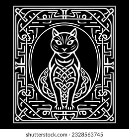 Celtic cat knot vector art