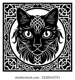Celtic cat knot vector art