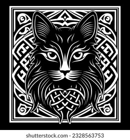 Celtic cat knot vector art