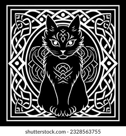 Celtic cat knot vector art