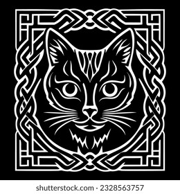 Celtic cat knot vector art