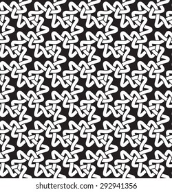 Celtic chain mail. Seamless pattern of intersecting trefoils with swatch for filling. Fashion geometric background for web or printing design.
