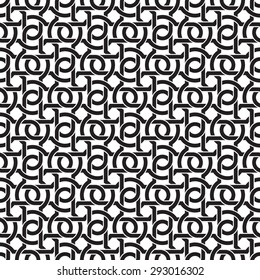 Celtic chain mail. Seamless pattern of intersecting braces with swatch for filling. Fashion geometric background for web or printing design.