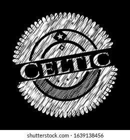 Celtic chalkboard emblem written on a blackboard. Vector Illustration. Detailed.