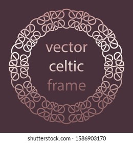  Celtic circles borders  for logo. Stencils celtic frames for print. Irish ornament for design. Gradient scroll saw. Vector stock illustration.