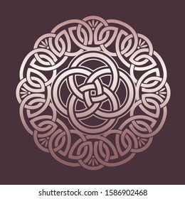  Celtic circles mandala for logo. Stencils celtic frames for print. Irish ornament for design. Gradient scroll saw. Vector stock illustration.