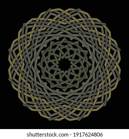 Celtic circular pattern dodecagram shape clock pattern inside circle with red floral vector geometric background and dodecagon gear lining