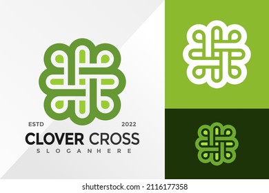 Celtic Clover Cross Logo Design Vector illustration template