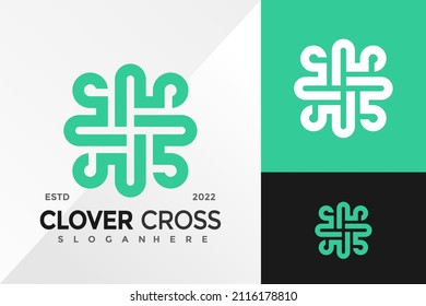 Celtic Clover Cross Modern Logo Design Vector illustration template