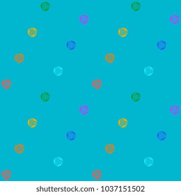 Celtic clover seamless pattern the lucky symbol of Saint Patrick Day graphic style shamrock leaves in a rainbow colors on a blue background. Spring colorful ornament.