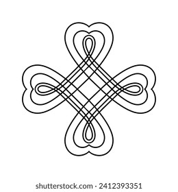 Celtic clover symol. Line art vector illustration. Celtic style decoartive element.