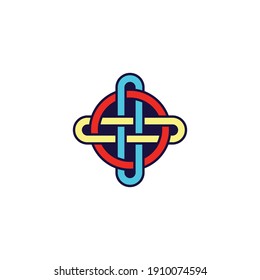 Celtic colorful knot. Trendy colors. Element of celtic design, ornament. Logo, icon design. Vector illustration isolated on white background.