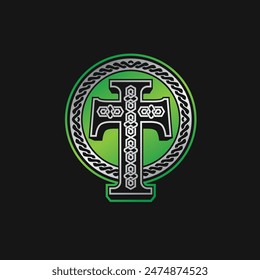 celtic cross abstract logo modern style