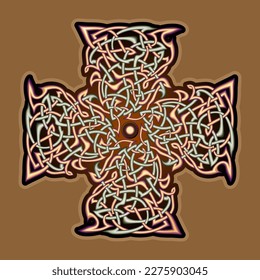 Celtic cross. Ancient Irish symbol. Ethnic magic sign. Celtic knot pattern. Old Nordic drawing. Vector illustration. Design for decoration, logo, tattoo, icon, sticker.