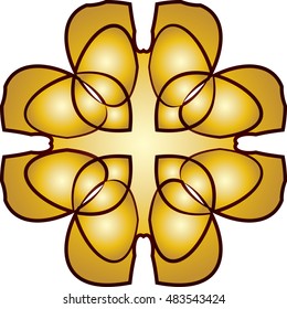 Celtic cross, artistic abstract golden celtic inspired vector illustration, graphic element.