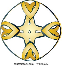 Celtic cross, artistic abstract golden celtic inspired vector illustration, graphic element.