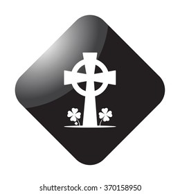 Celtic cross with clover simple icon on colorful background