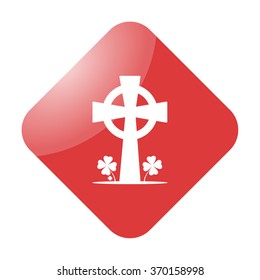 Celtic cross with clover simple icon on colorful background